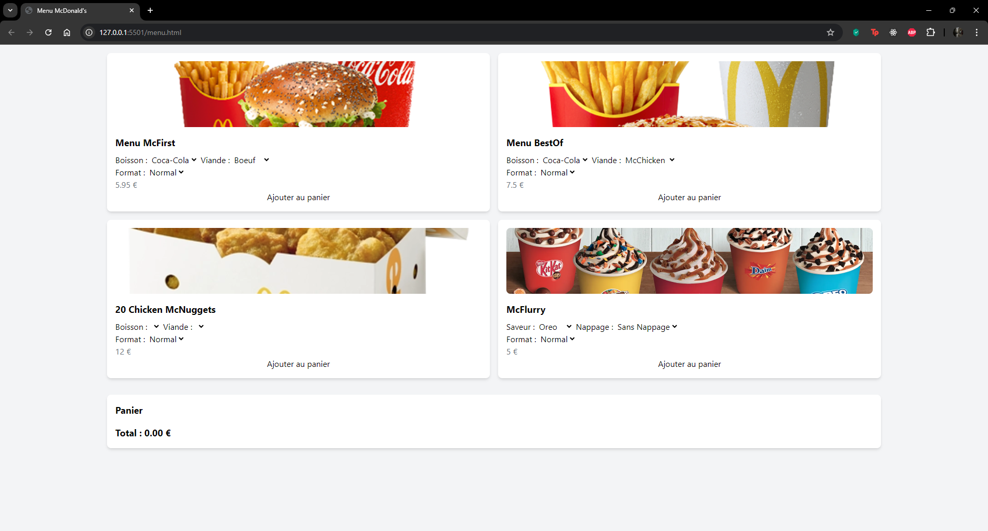 Screenshot Projet 3