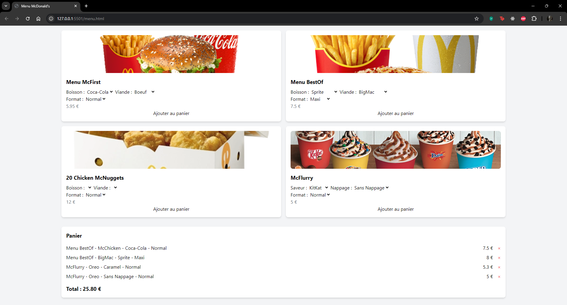 Screenshot Projet 3