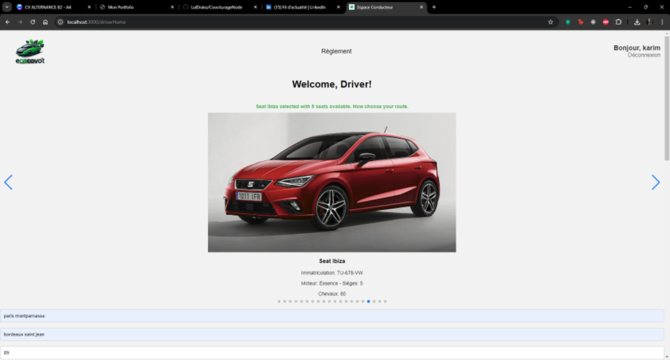 EcoCovoit Screenshot